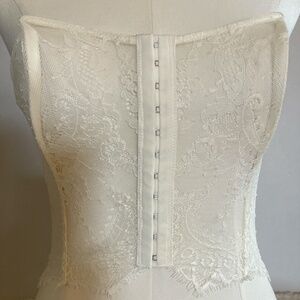 Forever 21 Lace Corset Bustier Top Ivory Bridal Lace Up Back Cottagecore Festiva
